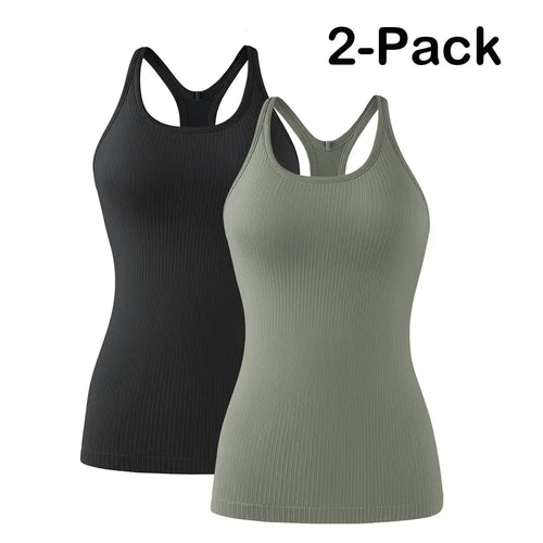 Tight-Fit Racerback Workout Tank with Built-In Bra