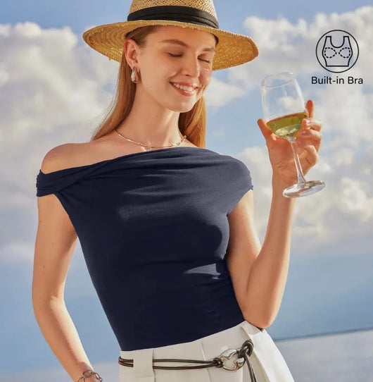 Asymmetrical Brami Top with Built-In Bra