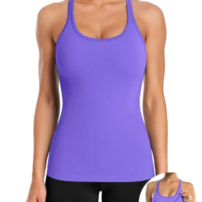 Tight-Fit Racerback Workout Tank with Built-In Bra
