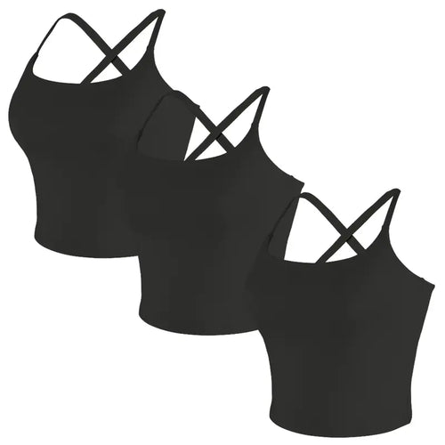 Criss-Cross Adjustable Straps Top with Built-In Bra