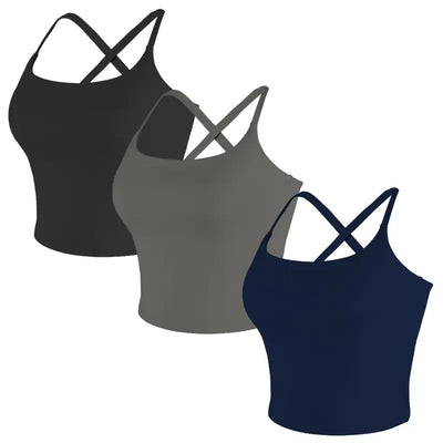 Criss-Cross Adjustable Straps Top with Built-In Bra