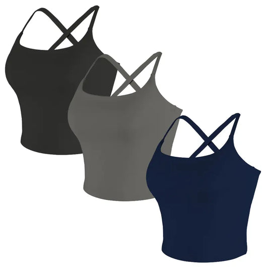 Criss-Cross Adjustable Straps Top with Built-In Bra
