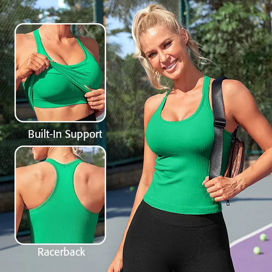 Racerback Workout Tank with Built-In Bra