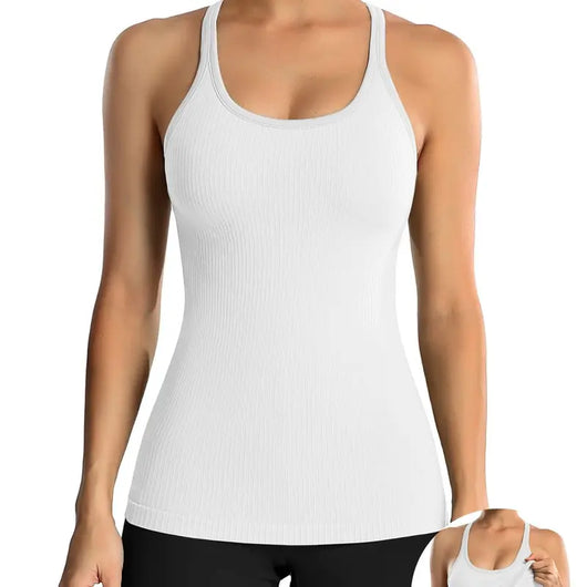 Tight-Fit Racerback Workout Tank with Built-In Bra