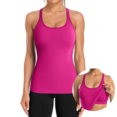 Tight-Fit Racerback Workout Tank with Built-In Bra