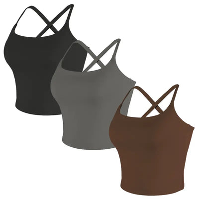 Criss-Cross Adjustable Straps Top with Built-In Bra