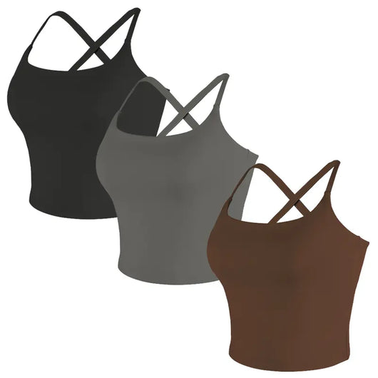 Criss-Cross Adjustable Straps Top with Built-In Bra