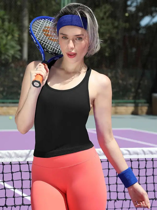 Racerback Workout Tank with Built-In Bra